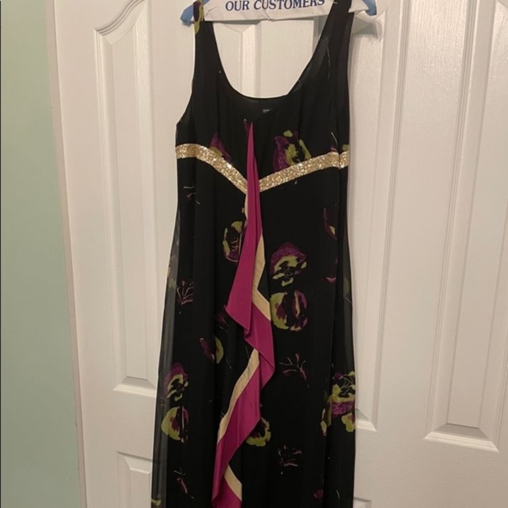 Magaschoni midi chiffon floral evening dress